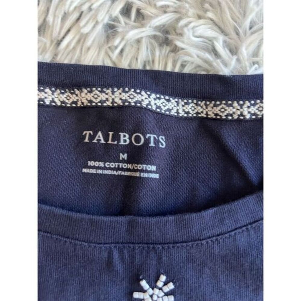 Talbots‎ Long Sleeve Shirt, Navy, Size Medium Polar Bears with delicate beading. - Picture 4 of 7
